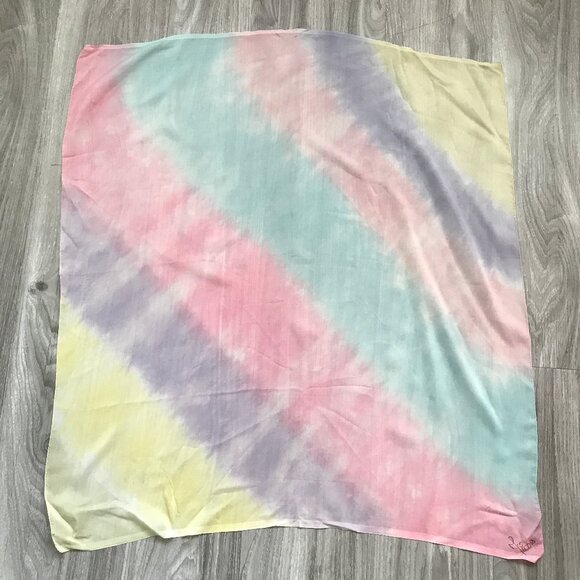 Womens Scarf Pastel Rainbow Square Chiffon - Picture 1 of 6